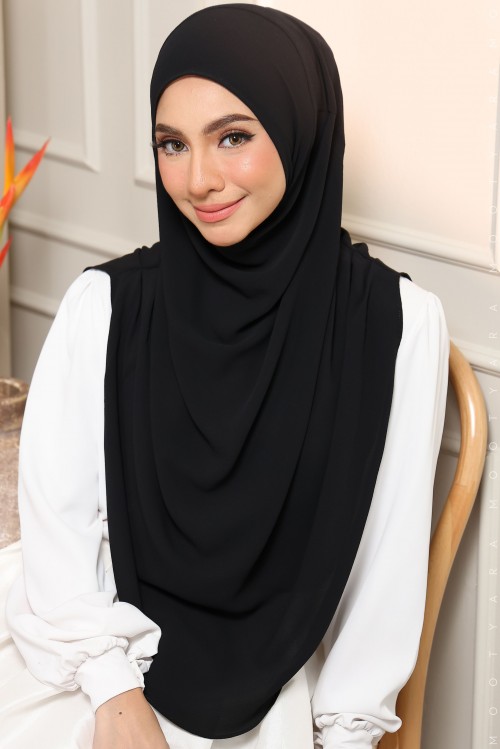 NAYLA PLAIN Instant Shawl NP01 (Black)